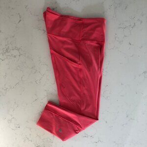 Lululemon Fast and Free Activewear Running High Rise Crop Leggings Pink Sz 6